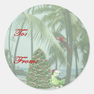 Redonda Navidades tropicales de Hawái: Pegatina de etiquet
