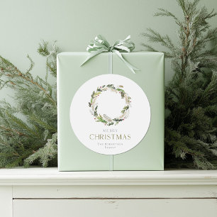 Redonda Navidades Wreath Gift Pegatina
