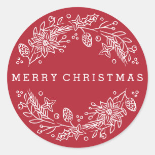 Redonda Navidades Wreath Pegatina - Berry