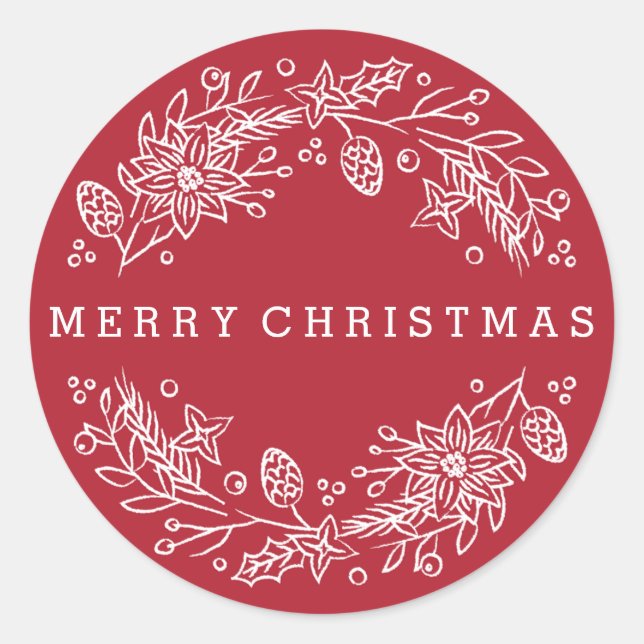 Redonda Navidades Wreath Pegatina - Berry (Anverso)