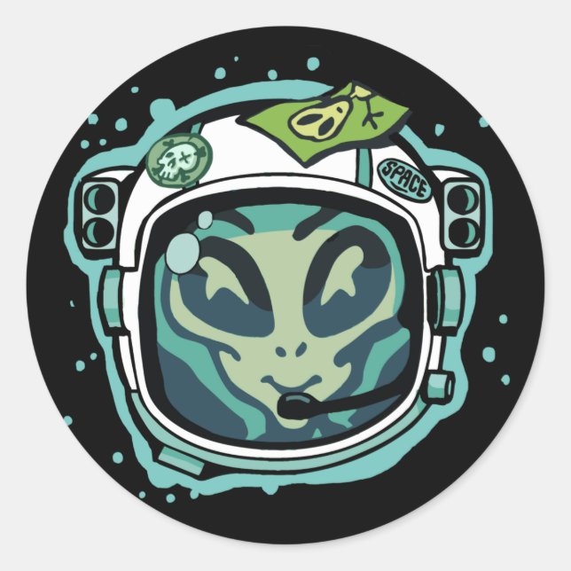 Redonda Necesito un Pegatina astronauta astronauta espacia (Anverso)