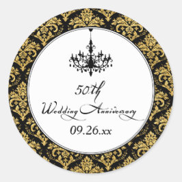 Redonda Negro, Damasco de Oro Pegatina de 50 años 2