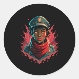 Redonda Negro En El Pegatina Revolucionario De Lucha