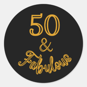 Redonda Negro y oro 50 y Fabuloso Pegatina