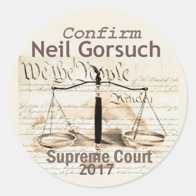 Redonda Neil GORSUCH Pegatina del Tribunal Supremo (Anverso)