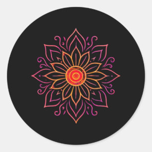 Redonda Neon Cosmic Mandala Pegatina   Ethereal Vintage Gl