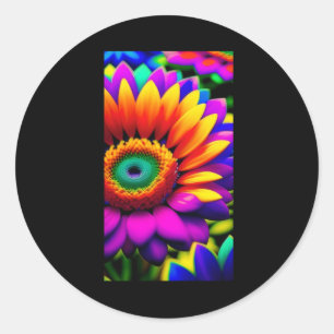Redonda Neon Sunflower Art Pegatina