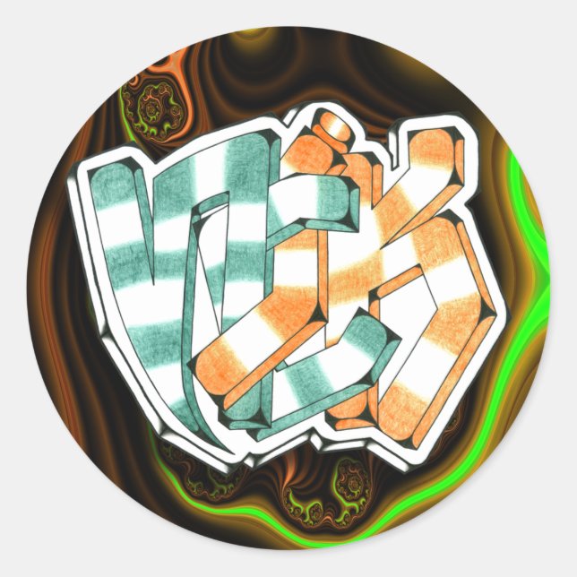 Redonda Nick ~ Garffiti Art Pegatina 1.5" (Anverso)
