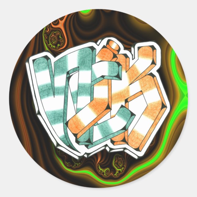 Redonda Nick ~ Graffiti Art Pegatina 3" (Anverso)