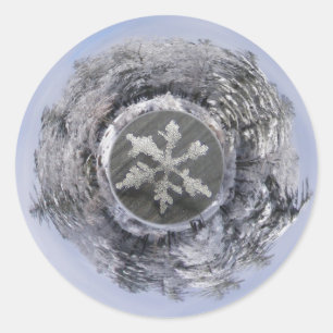 Redonda Nieve Flake Planetoid ~ pegatina