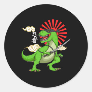 Redonda Ninja T-rex Funny Style Japonés Art Pegatina