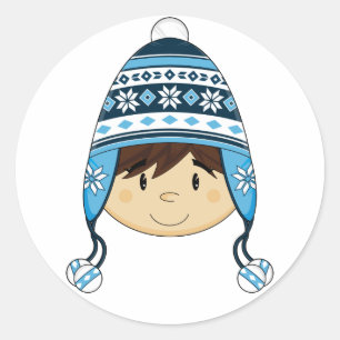 Redonda Niño lindo en Pegatina de Gorra Bobble
