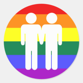 Redonda Niño + niño Pegatina arcoiris