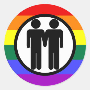 Redonda Niño + niño Pegatina arcoiris