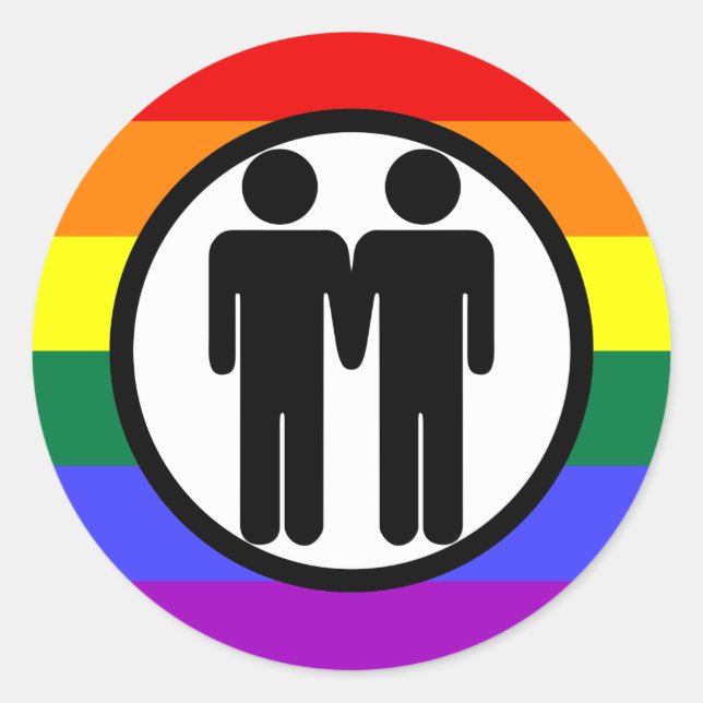 Redonda Niño + niño Pegatina arcoiris (Anverso)