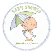 Niño, paraguas, Pegatina de Baby Shower