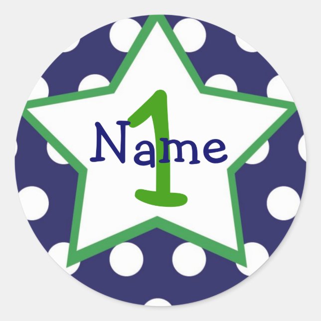 Redonda Niño Pegatina de cumpleaños 1 (Anverso)