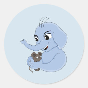 Redonda Niño personalizado de elefante lindo pegatina redo