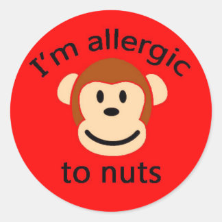 Redonda Niños con alergia a las nueces pegatina RED