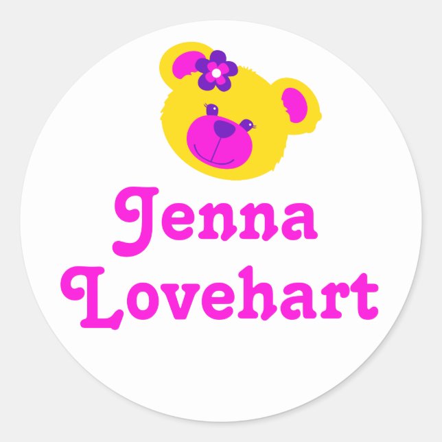 Redonda Niños se llamaron pegatina de chicas de peluche bl (Anverso)