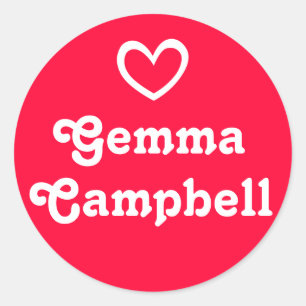 Redonda Niños se llamaron pegatina rojo de corazón abierto