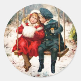 Redonda Niños victorianos de época en Pegatina de giro de