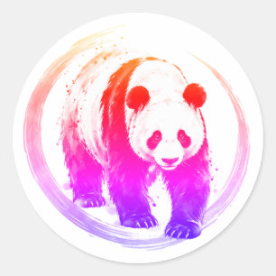 Redonda Nishiki Series - Pegatina de Panda Caminando Neon