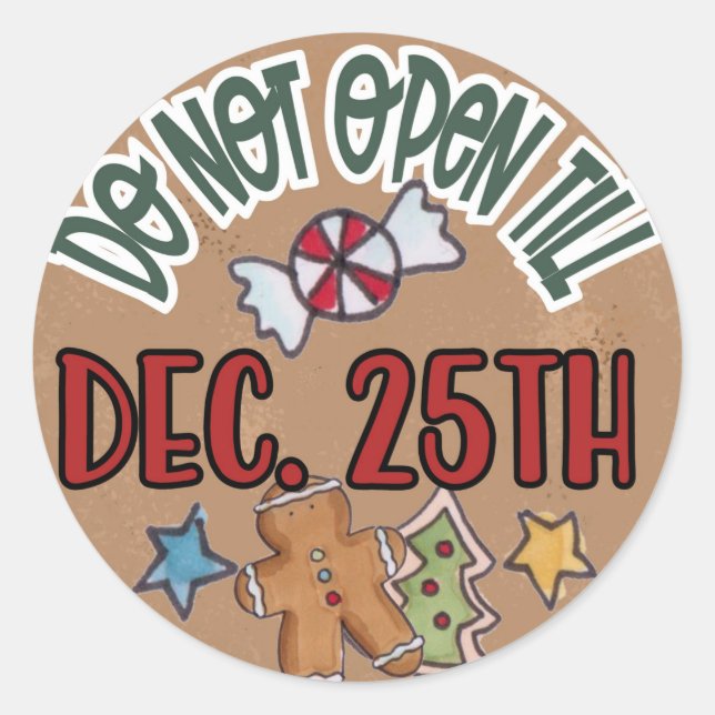 Redonda No abrir hasta el 25 de diciembre Pegatina (Anverso)