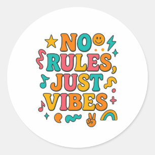 Redonda No hay reglas que solo vibes Pegatina - Funky Retr
