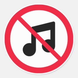 Redonda No hay Rótulo de Círculo Rojo de Música | Pegatina