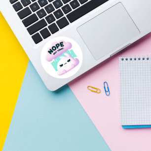 Redonda No. No hoy - Pegatina de nube gruñón y lindo