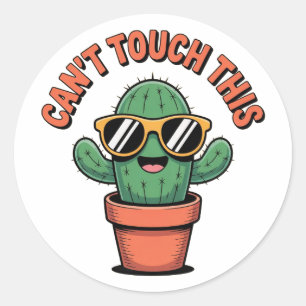 Redonda No se puede tocar esto - Funny Cactus Pun Pegatina