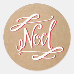 Redonda Noel Rustic Vintage Holiday Pegatina