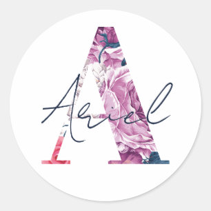 Redonda Nombre Ariel Personalizado Pegatina Chicas Etiquet