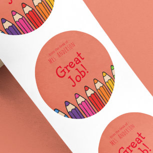 Redonda Nombre del profesor Pegatina de estímulo