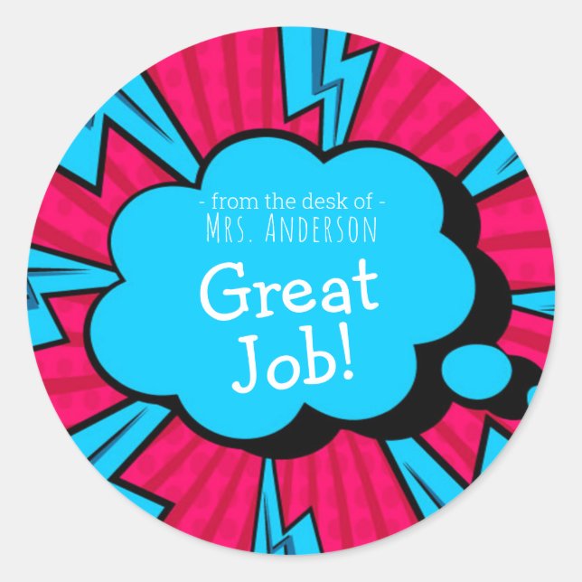 Redonda Nombre del profesor Pegatina de estímulo (Anverso)