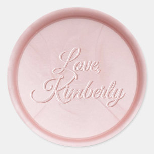 Redonda Nombre personalizado Pearl Pink Wax Seal Pegatina