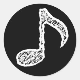 Redonda Nota de música - Pegatina blanco
