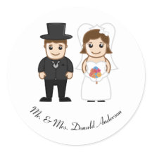 Novia y Groom - Pegatina del Círculo