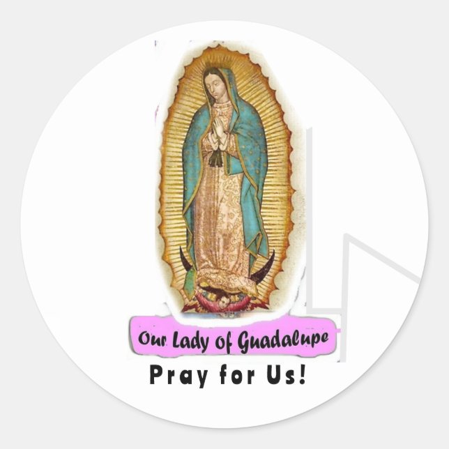 Redonda Nuestra Señora de Guadalupe Pegatina (Anverso)