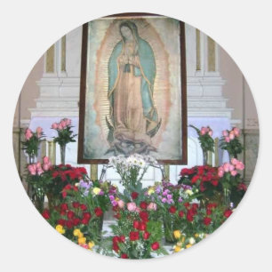 Redonda Nuestra señora del pegatina de Guadalupe