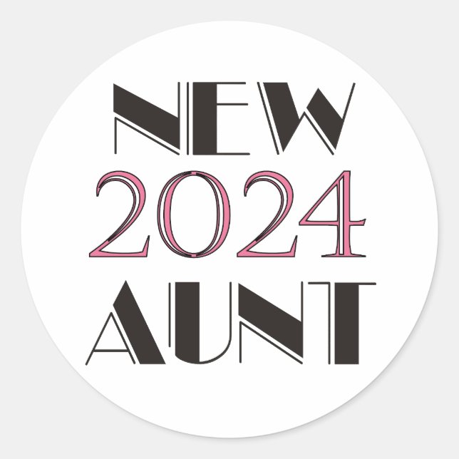 Redonda Nuevo Pegatina de tía 2024 (Anverso)