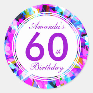 Redonda Número 60 - Pegatina de la ronda de cumpleaños