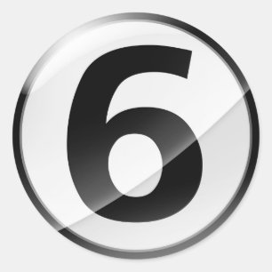 Redonda Número 6 pegatina negro