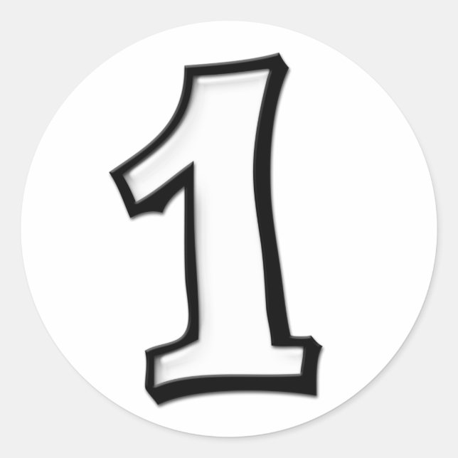 Redonda Número de soltura 1 Pegatina blanco (Anverso)