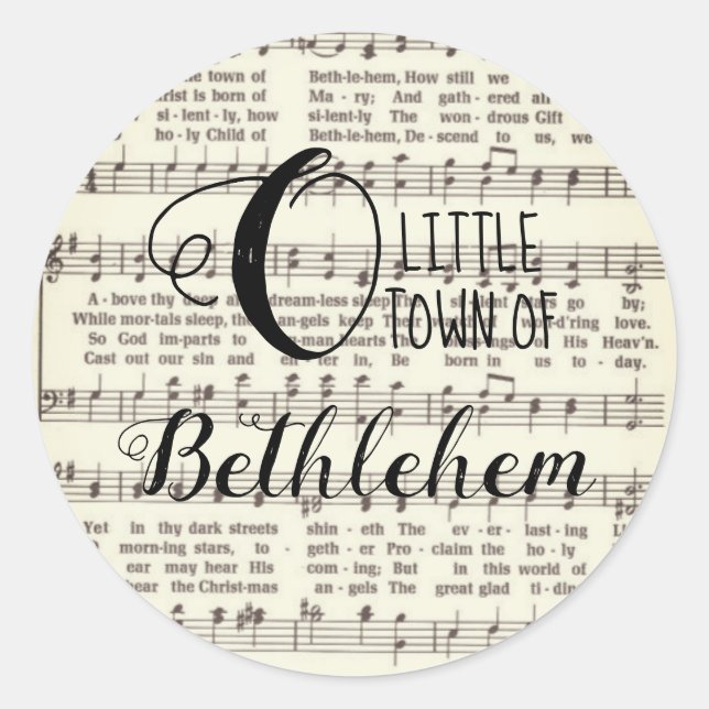 Redonda O Little Town of Bethlehem Classic Round Pegatina (Anverso)