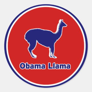 Redonda Obama llama Pegatina de esquema azul