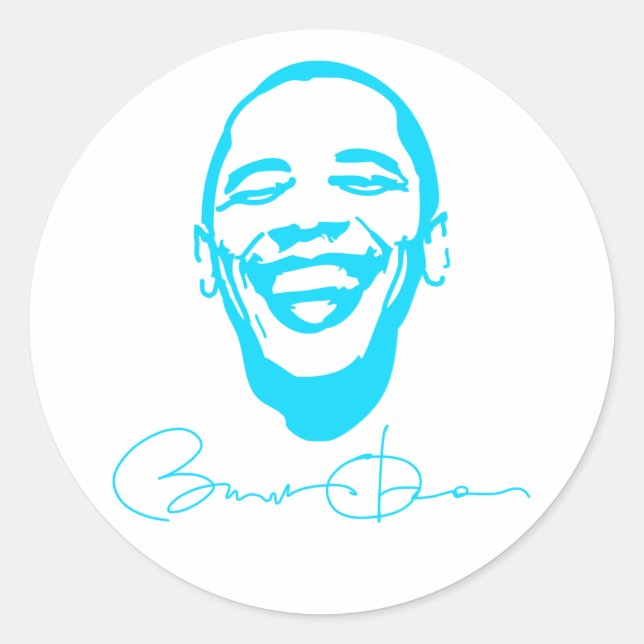 Redonda Obama Pegatina de firma de sonrisa infecciosa (Anverso)