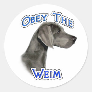 Redonda Obedece al Pegatina de Weimaraner