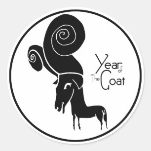 Redonda Odd Ram Goat Año Chino Zodiac Cumpleaños Pegatina